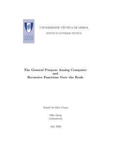 The General Purpose Analog Computer and Recursive Functions Over the Reals UNIVERSIDADE T´