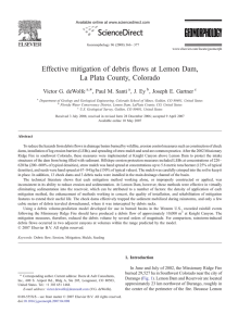 Effective mitigation of debris flows at Lemon Dam, Victor G. deWolfe