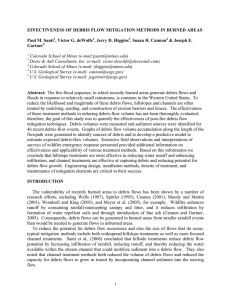 EFFECTIVENESS OF DEBRIS FLOW MITIGATION METHODS IN BURNED AREAS