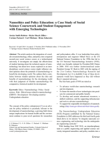 Nanoethics and Policy Education: a Case Study of Social