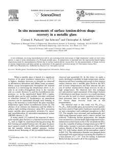 In situ measurements of surface tension-driven shape Corinne E. Packard, Jan Schroers