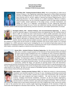 Colorado School of Mines New Faculty 2015-2016 (Includes AY 2015-16 January Starts)