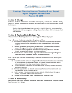 Strategic Planning Summer Working Group Report Degree Programs of Distinction