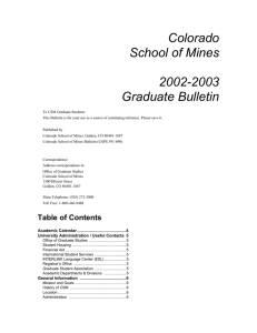 Colorado School of Mines  2002-2003