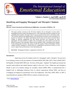 Identifying and Engaging 'Disengaged' and 'Disruptive' Students Ted Cole