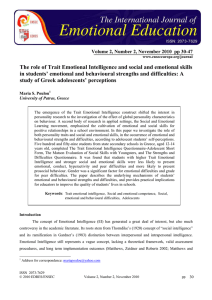 The role of Trait Emotional Intelligence and social and emotional... in students’ emotional and behavioural strengths and difficulties: A