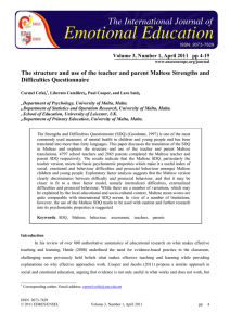The structure and use of the teacher and parent Maltese... Difficulties Questionnaire