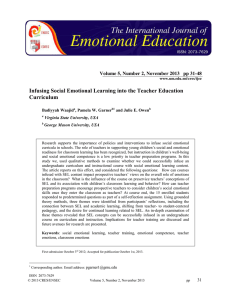 Infusing Social Emotional Learning into the Teacher Education Curriculum
