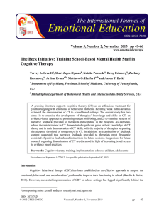 The Beck Initiative: Training School-Based Mental Health Staff in Cognitive Therapy