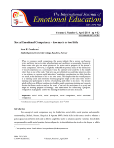 Social Emotional Competence – too much or too little