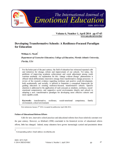 Developing Transformative Schools: A Resilience-Focused Paradigm for Education