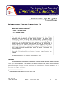 Bullying amongst University Students in the UK  Helen Cowie,