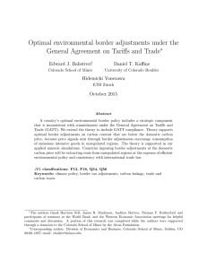 Optimal environmental border adjustments under the ∗ Edward J. Balistreri