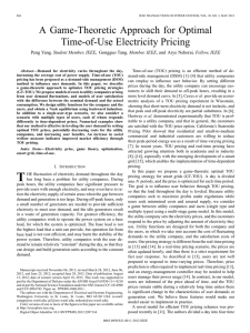 A Game-Theoretic Approach for Optimal Time-of-Use Electricity Pricing , Student Member, IEEE