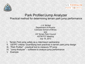 Park Profiler/Jump Analyzer Practical method for determining terrain park jump performance
