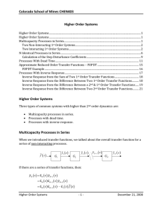 Colorado School of Mines CHEN403 Higher Order Systems