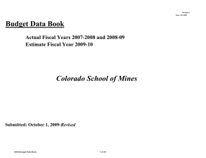 Budget Data Book Colorado School of Mines Estimate Fiscal Year 2009-10