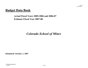 Budget Data Book Colorado School of Mines Estimate Fiscal Year 2007-08