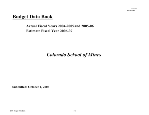 Budget Data Book Colorado School of Mines Estimate Fiscal Year 2006-07