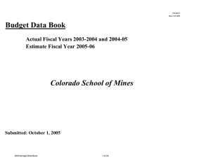 Budget Data Book Colorado School of Mines Estimate Fiscal Year 2005-06