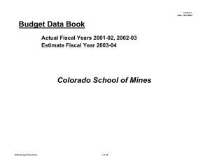 Budget Data Book Colorado School of Mines Actual Fiscal Years 2001-02, 2002-03