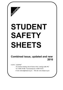 STUDENT SAFETY SHEETS Combined issue, updated and new