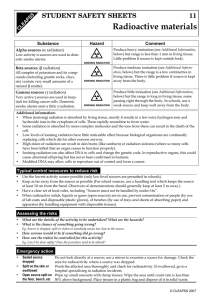 r Radioactive materials STUDENT SAFETY SHEETS 11