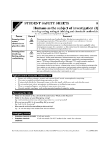 Humans as the subject of investigation (3)  8 STUDENT SAFETY SHEETS
