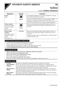 H Iodine STUDENT SAFETY SHEETS 56