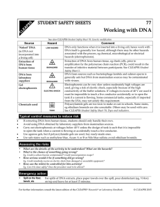 Working with DNA STUDENT SAFETY SHEETS 77
