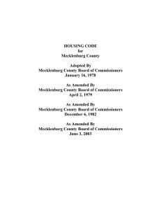 HOUSING CODE for Mecklenburg County