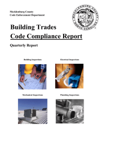 Building Trades Code Compliance Report Quarterly Report Mecklenburg County