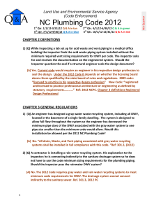 NC Plumbing Code 2012  Land Use and Environmental Service Agency (Code Enforcement)