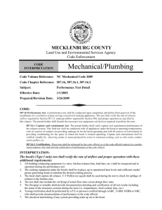 Mechanical/Plumbing MECKLENBURG COUNTY Land Use and Environmental Services Agency Code Enforcement