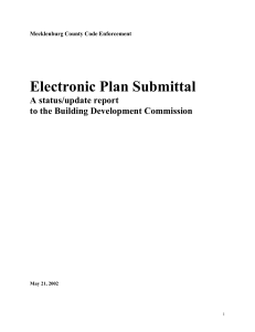 Electronic Plan Submittal  A status/update report to the Building Development Commission