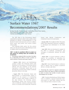 Surface Water 1987 Recommendations/2007 Results