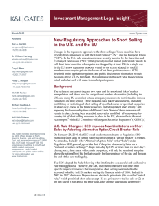 Investment Management Legal Insight New Regulatory Approaches to Short Selling