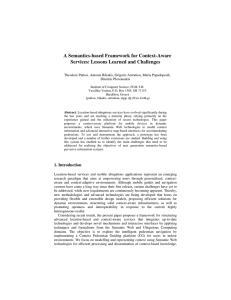 A Semantics-based Framework for Context-Aware Services: Lessons Learned and Challenges Dimitris Plexousakis