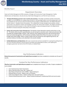 Mecklenburg County – Asset and Facility Management July 2015 Department Overview Monthly Report