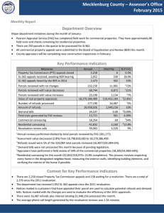 Mecklenburg County – Assessor’s Office February 2015 Department Overview Monthly Report   