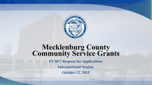 Mecklenburg County Community Service Grants FY2017 Request for Applications Informational Session