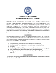 CRIMINAL JUSTICE PLANNING INTERNSHIP OPPORTUNITIES AVAILABLE