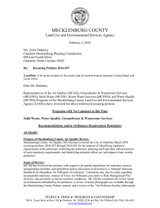 MECKLENBURG COUNTY Land Use and Environmental Services Agency