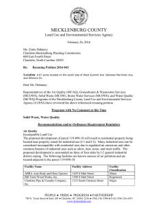 MECKLENBURG COUNTY Land Use and Environmental Services Agency