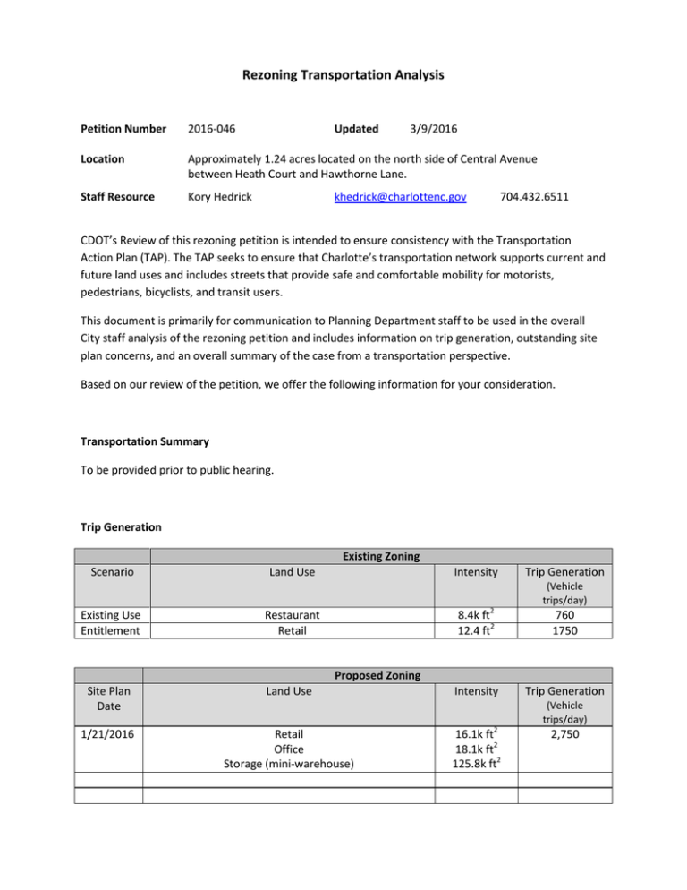 Rezoning Transportation Analysis