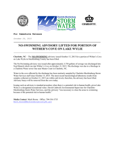NO-SWIMMING ADVISORY LIFTED FOR PORTION OF WITHER’S COVE ON LAKE WYLIE