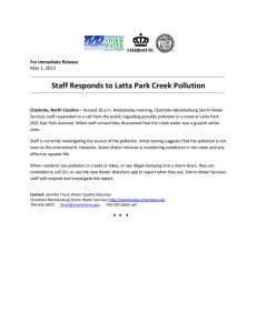 Staff Responds to Latta Park Creek Pollution  For Immediate Release