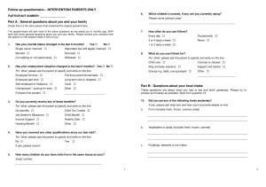 Follow up questionnaire – INTERVENTION PARENTS ONLY