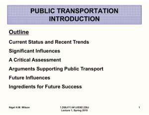 PUBLIC TRANSPORTATION INTRODUCTION Outline