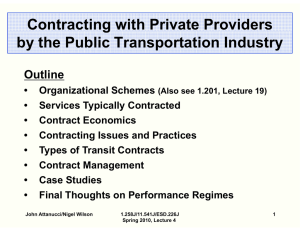 Contracting g with Private Providers by the Public Transportation Industry Outline